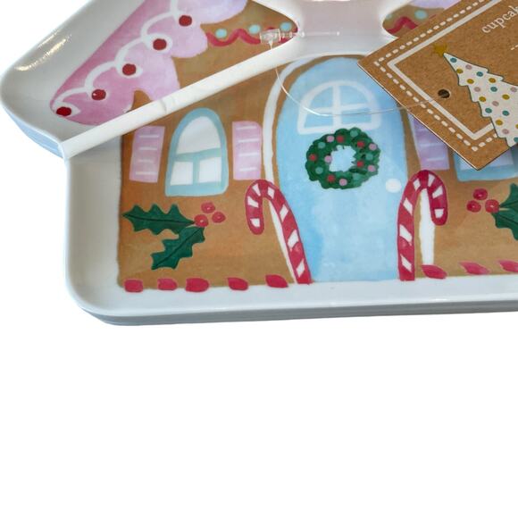 Cupcakes and Cashmere Pastel Gingerbread Shape Melamine Snack Plate Set of 4 - Picture 6 of 12